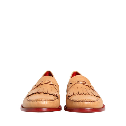 Dolce & Gabbana Beige Tassel Leather Men Slip On Loafers Shoes
