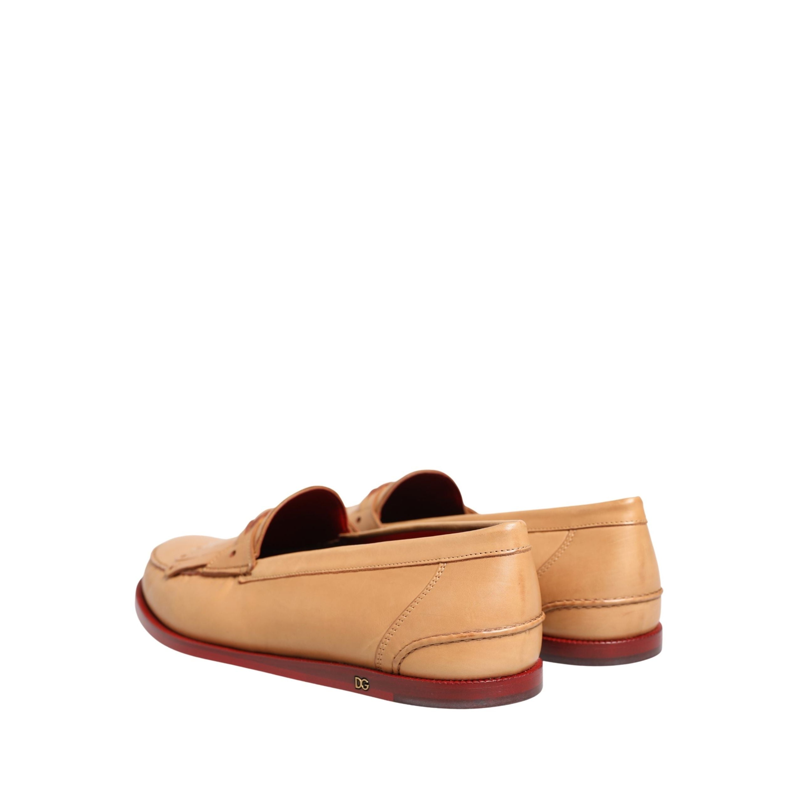 Dolce & Gabbana Beige Tassel Leather Men Slip On Loafers Shoes