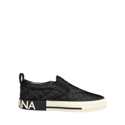Dolce & Gabbana Black Quilted Slip On Low Top Sneakers