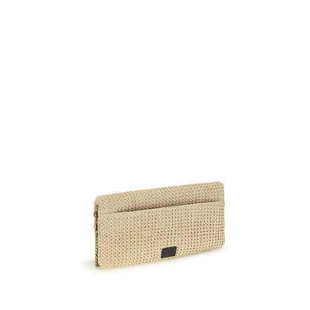 PINKO Beige Love Click Raffia Shoulder Bag