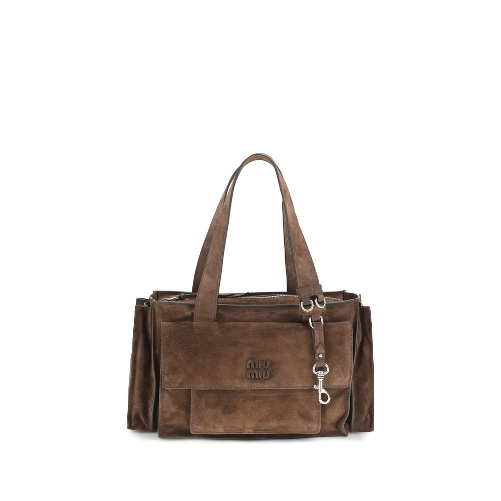Sac porté épaule Miu Miu en cuir de veau marron Bos Taurus