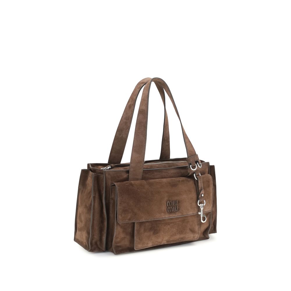 Sac porté épaule Miu Miu en cuir de veau marron Bos Taurus