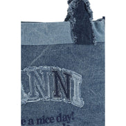 Ganni Blue Cotton Shoulder Bag