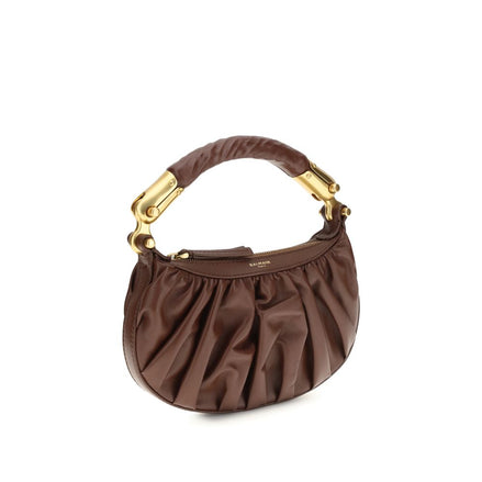 Sac porté épaule Balmain en cuir de veau marron Bos Taurus