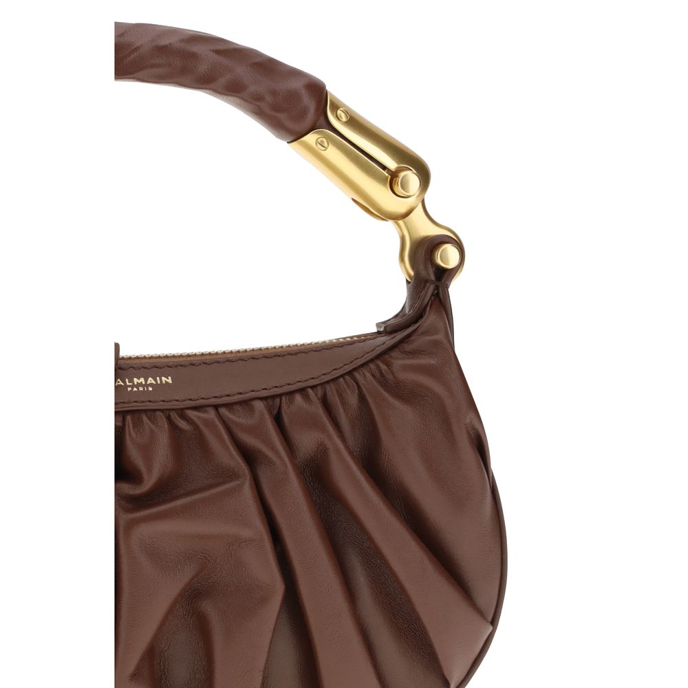 Sac porté épaule Balmain en cuir de veau marron Bos Taurus
