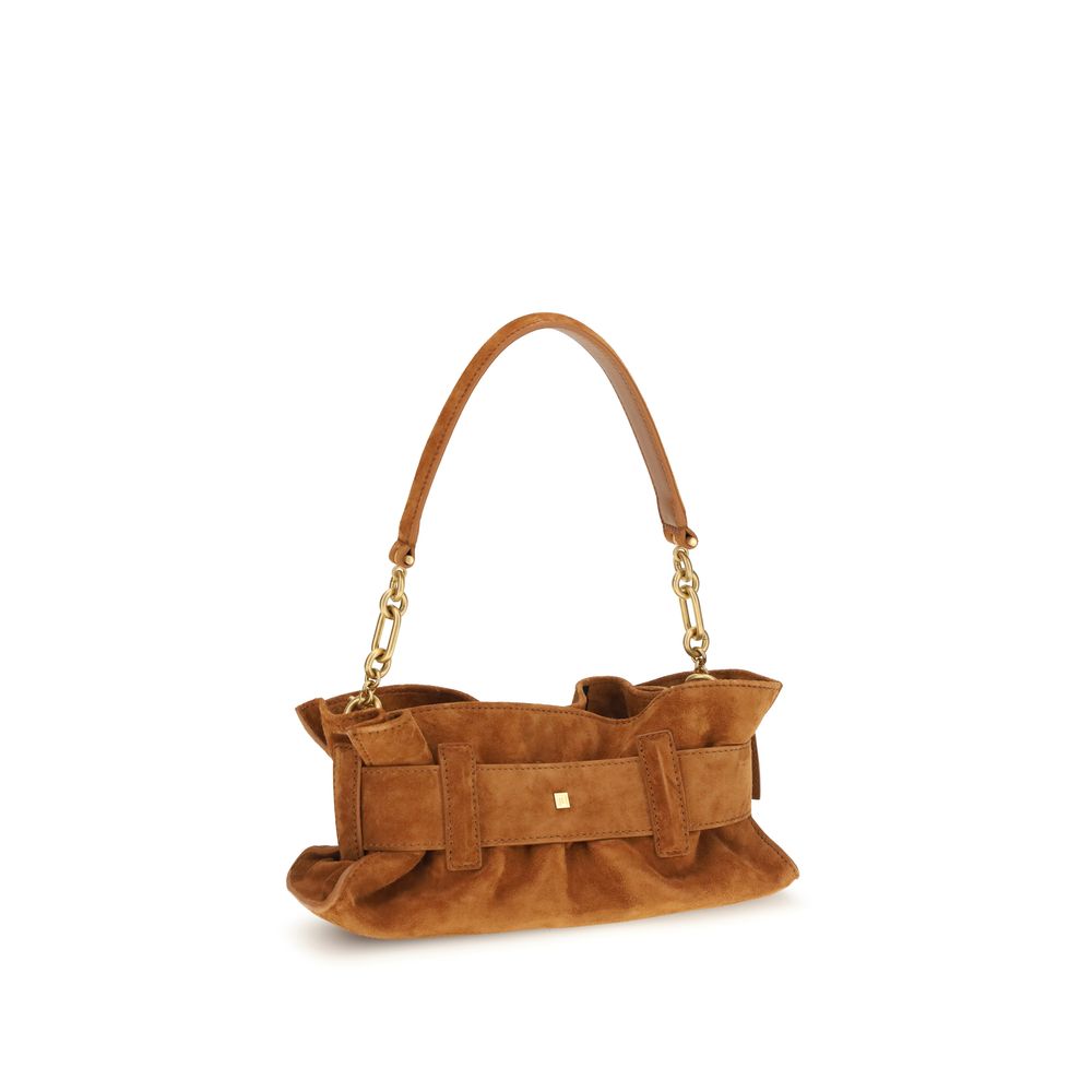 Sac porté épaule Balmain en cuir de veau beige Bos Taurus