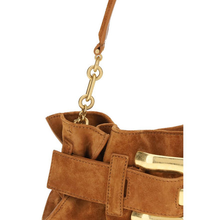 Sac porté épaule Balmain en cuir de veau beige Bos Taurus