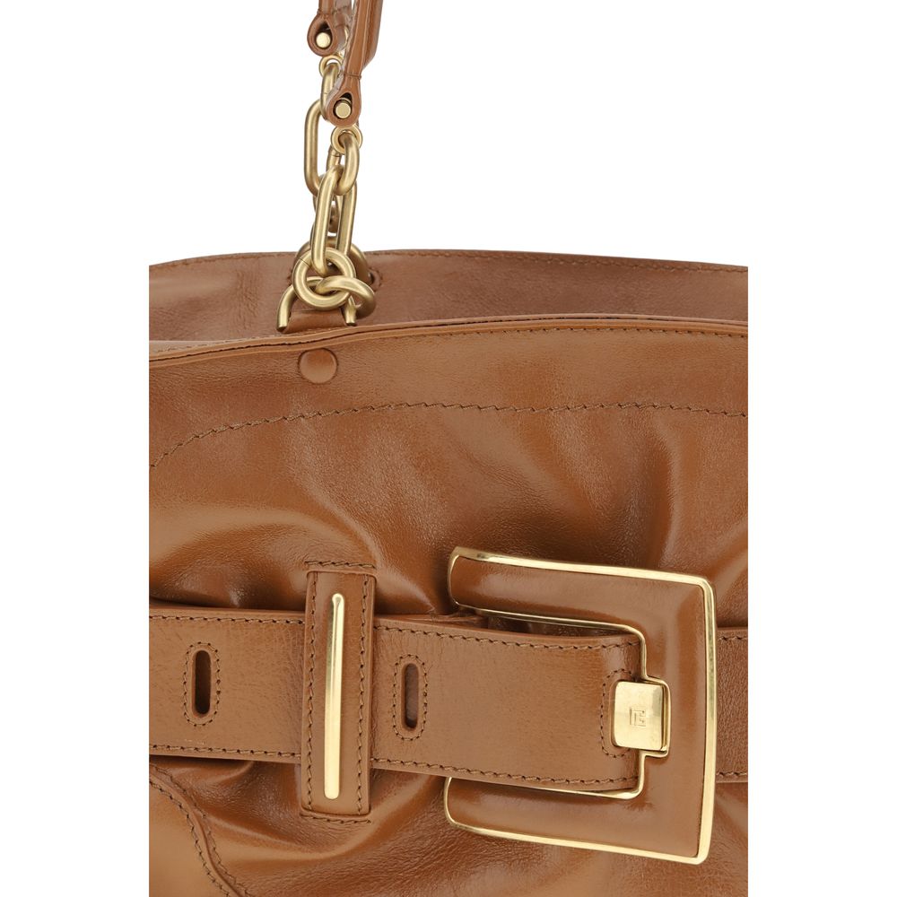 Sac à main Balmain en cuir de veau marron Bos Taurus