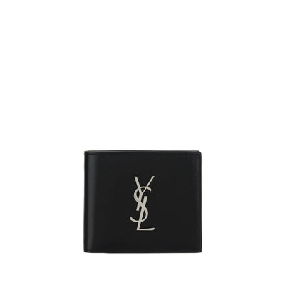 Portefeuille Saint Laurent en Cuir de Veau Noir Bos Taurus