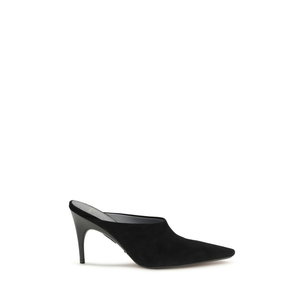 Mules en daim et cuir noirs Balenciaga