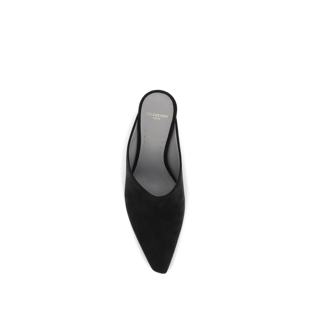 Mules en daim et cuir noirs Balenciaga