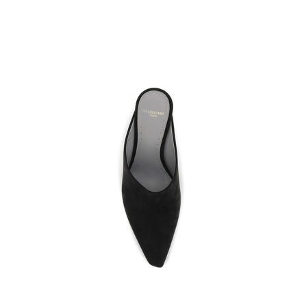 Mules en daim et cuir noirs Balenciaga
