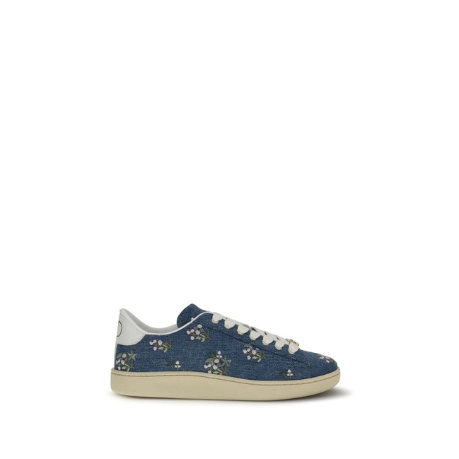 Baskets basses en tissu bleu Valentino Garavani