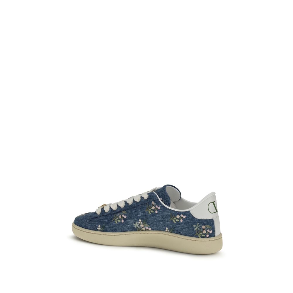 Baskets basses en tissu bleu Valentino Garavani