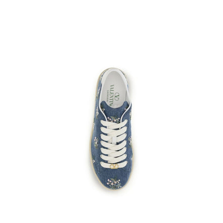Baskets basses en tissu bleu Valentino Garavani