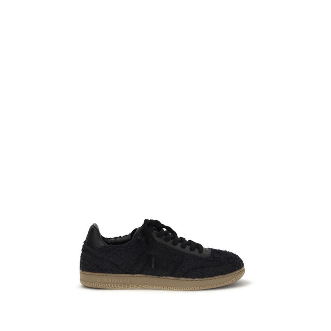 Baskets basses en cuir suédé noir Balmain