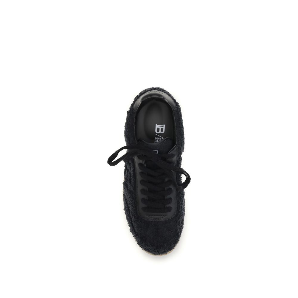 Baskets basses en cuir suédé noir Balmain