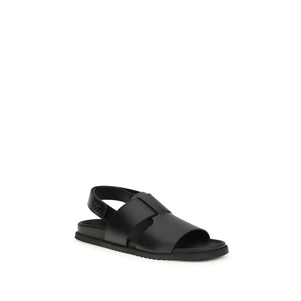 Dolce & Gabbana Sandali bassi in pelle di vitello neri Bos Taurus