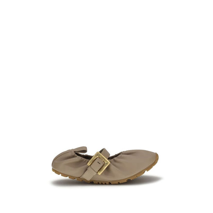 Balmain Beige Lamb Ballet Flats