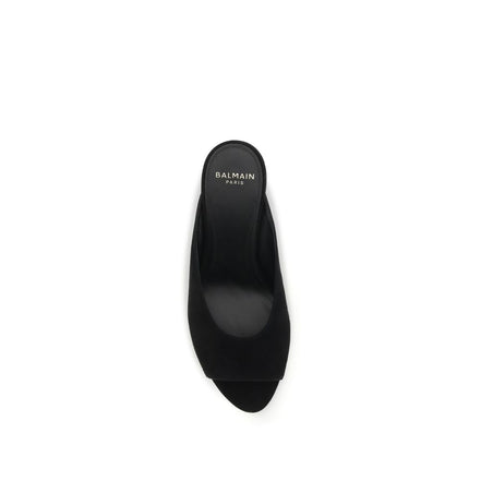 Balmain Black Goatskin Mules