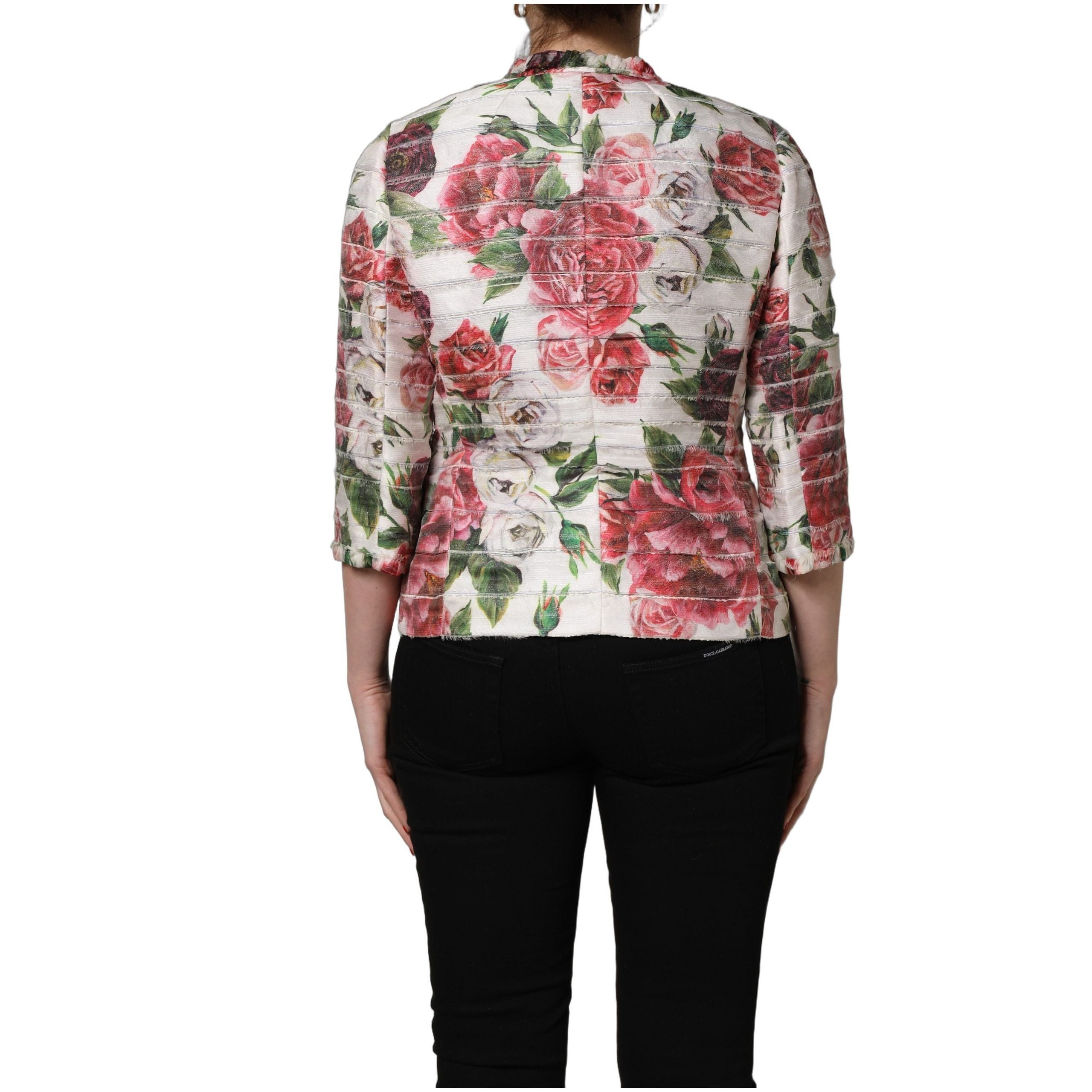 Cappotto-giacca Dolce & Gabbana in poliestere stampa peonia multicolore