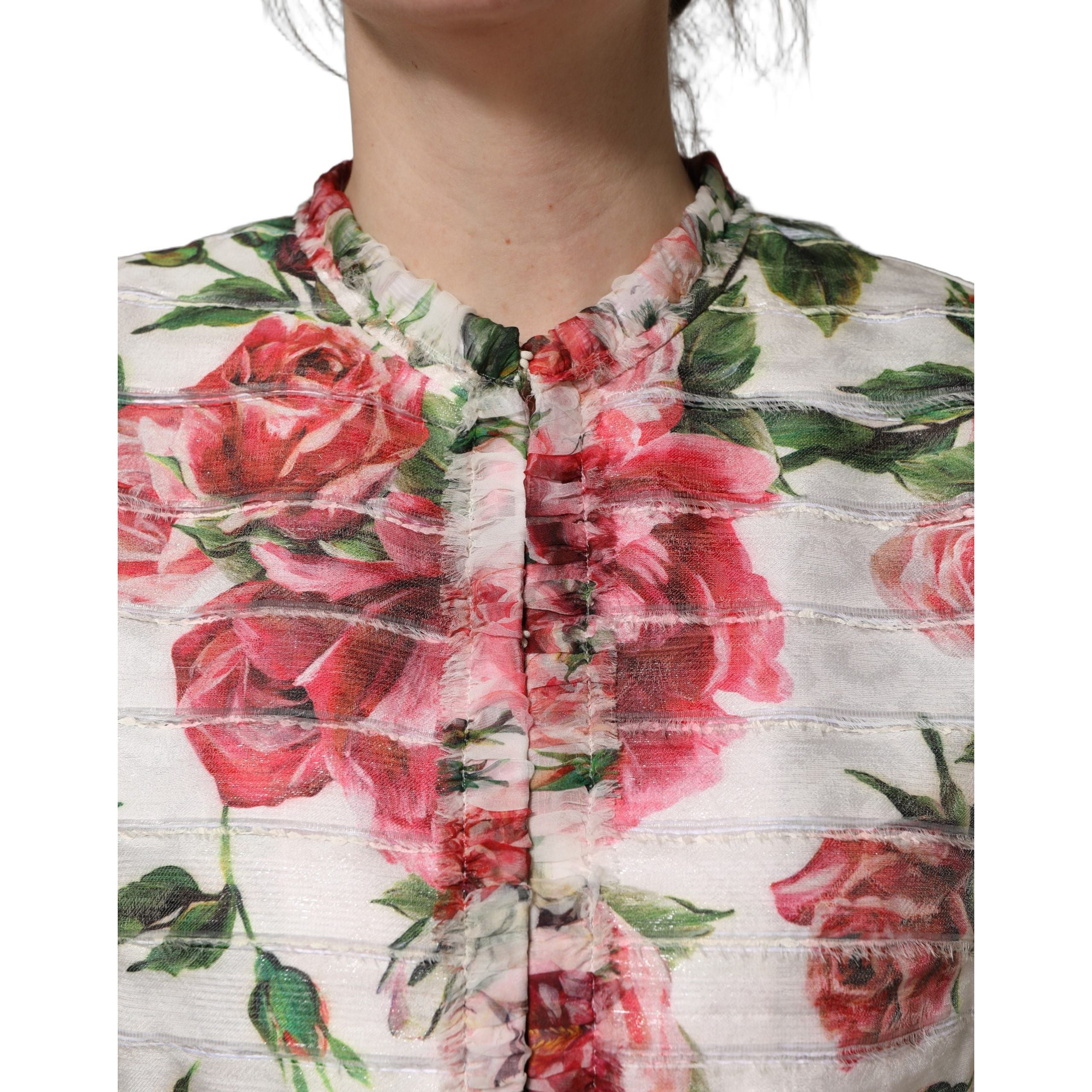 Cappotto-giacca Dolce & Gabbana in poliestere stampa peonia multicolore
