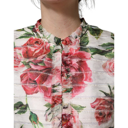 Cappotto-giacca Dolce & Gabbana in poliestere stampa peonia multicolore