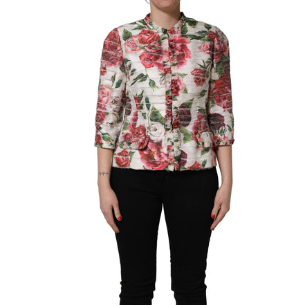 Cappotto-giacca Dolce & Gabbana in poliestere stampa peonia multicolore
