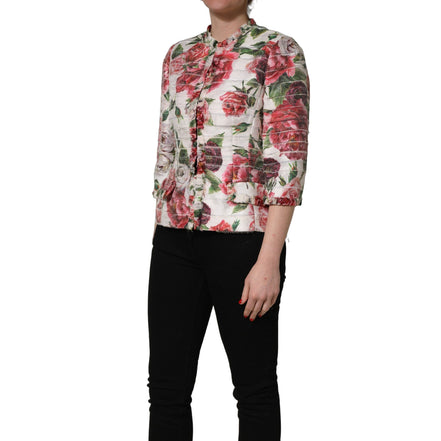 Cappotto-giacca Dolce & Gabbana in poliestere stampa peonia multicolore
