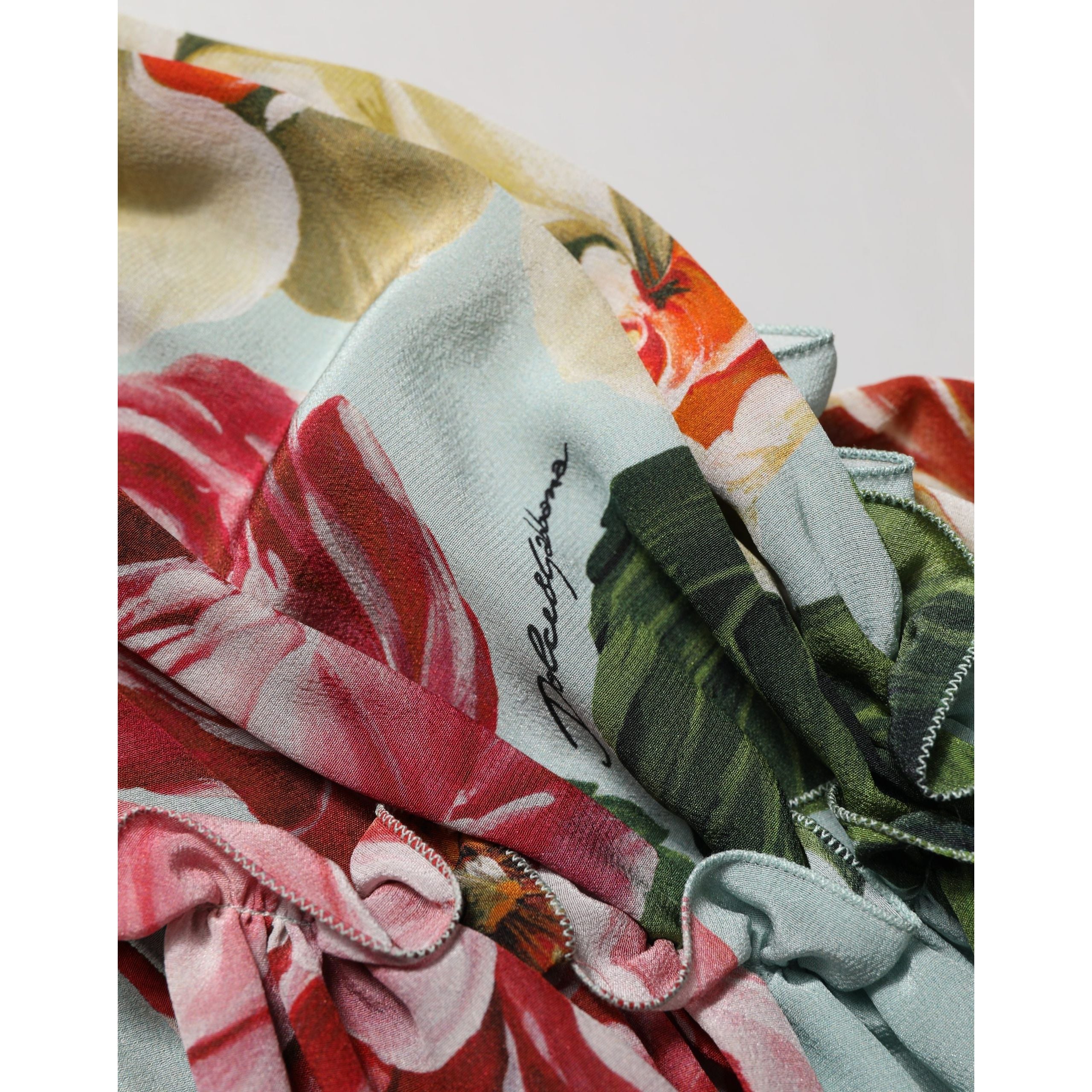 Dolce & Gabbana Multicolor Floral Silk Cropped Shirt Top