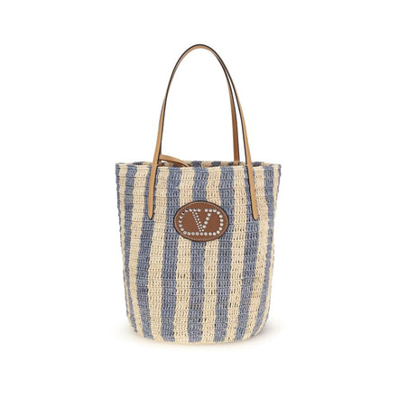 Borsa a secchiello Valentino Garavani in rafia multicolor