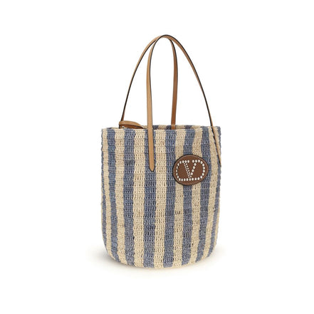 Borsa a secchiello Valentino Garavani in rafia multicolor