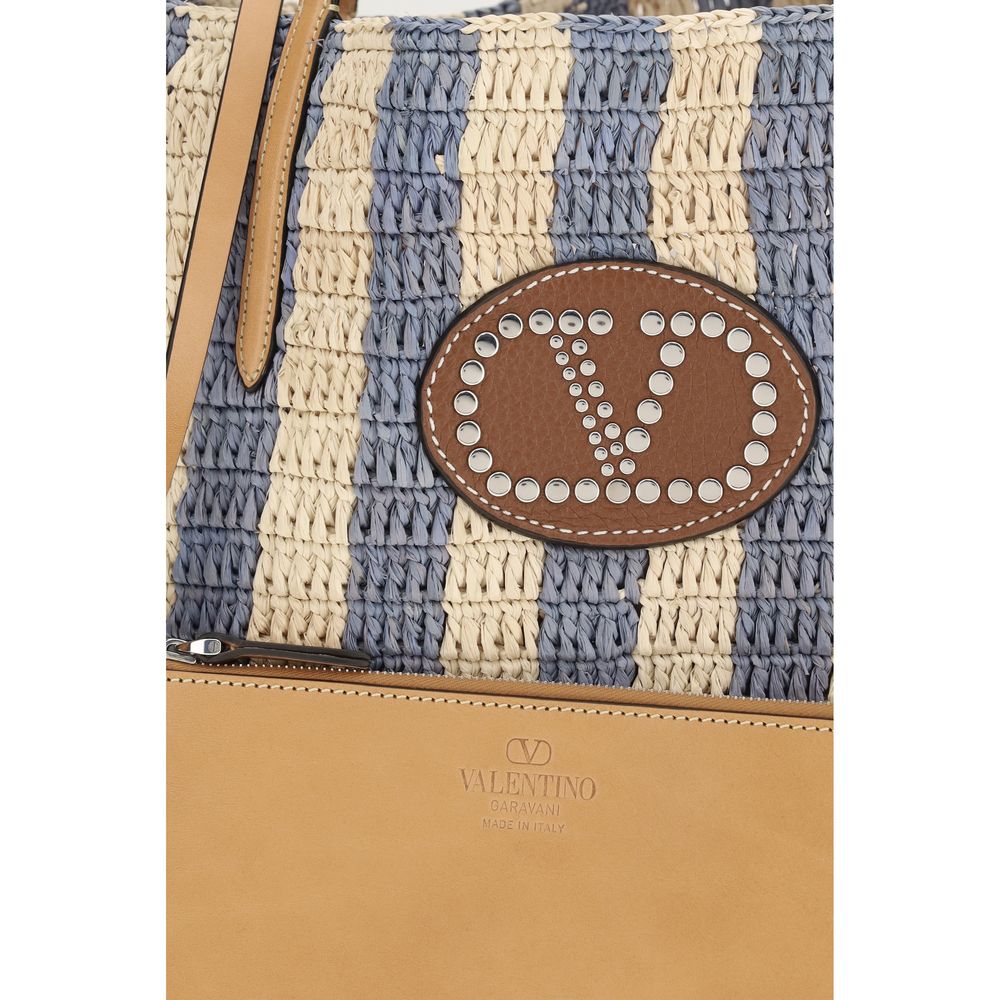 Borsa a secchiello Valentino Garavani in rafia multicolor