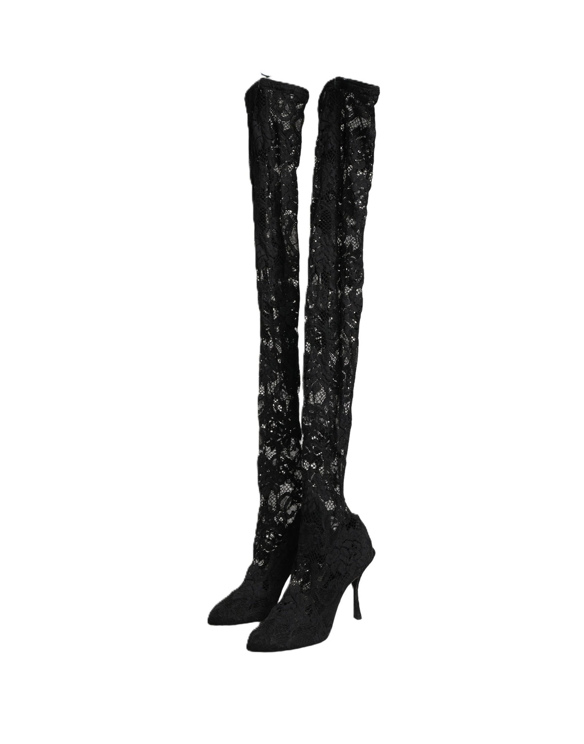 Dolce & Gabbana Black Taormina Lace Socks Boots
