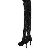 Dolce & Gabbana Black Taormina Lace Socks Boots