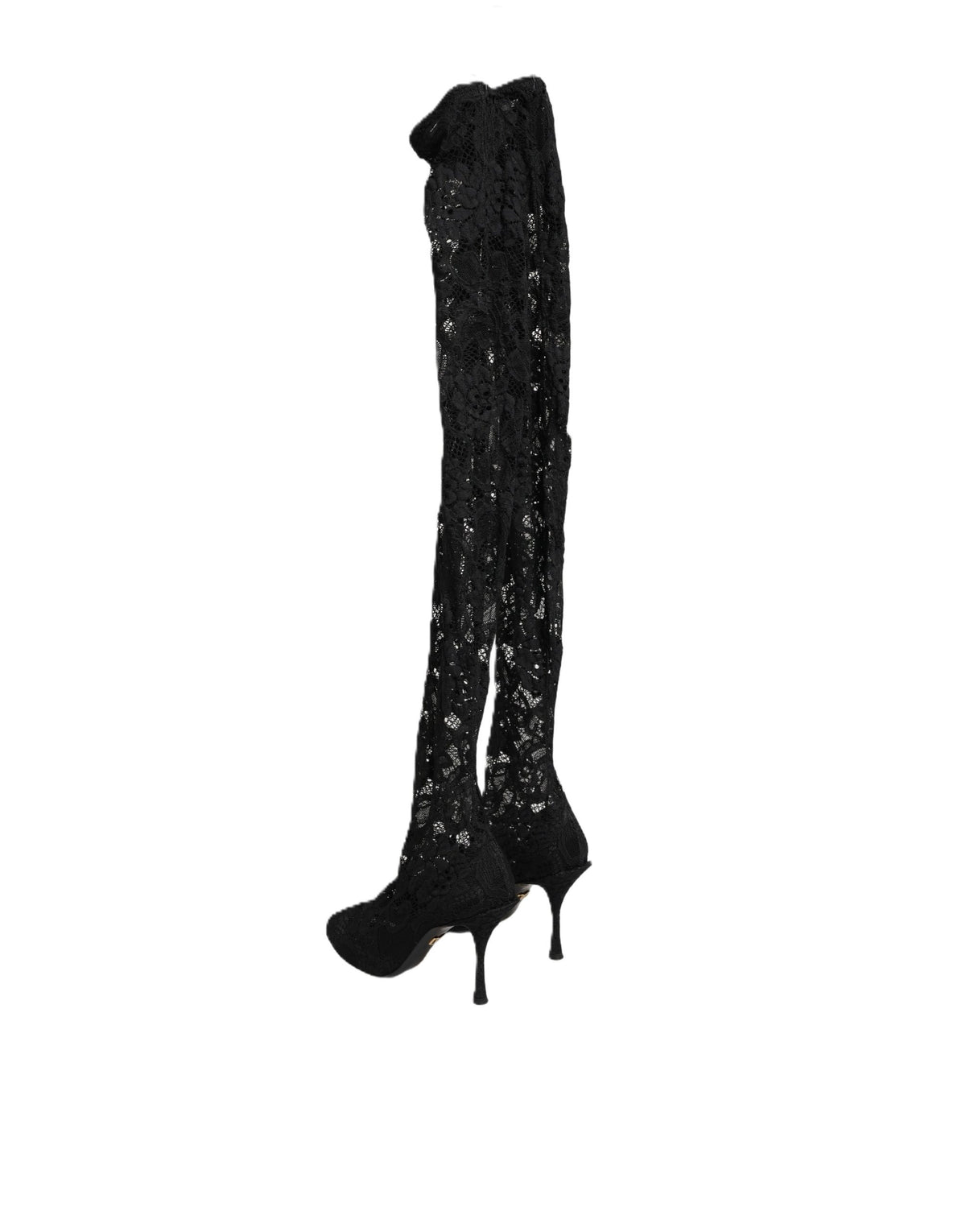 Dolce & Gabbana Black Taormina Lace Socks Boots