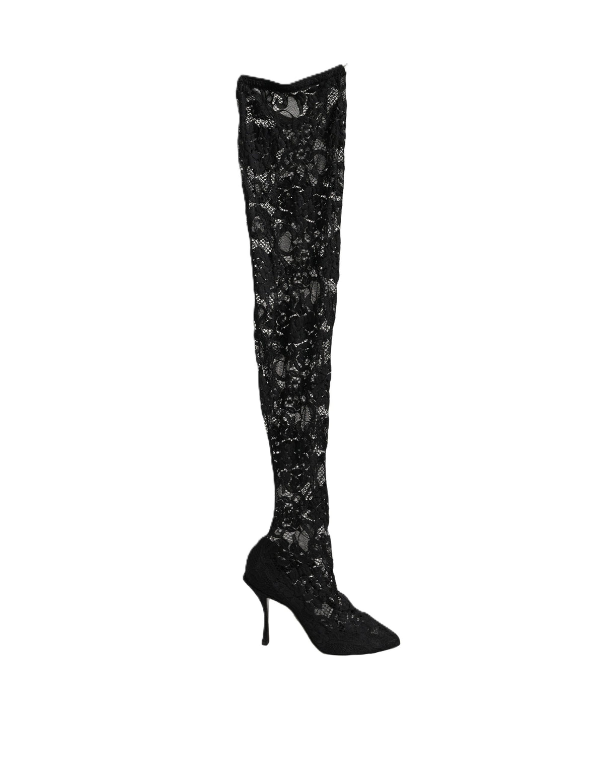 Dolce & Gabbana Black Taormina Lace Socks Boots