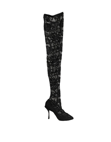 Dolce & Gabbana Black Taormina Lace Socks Boots