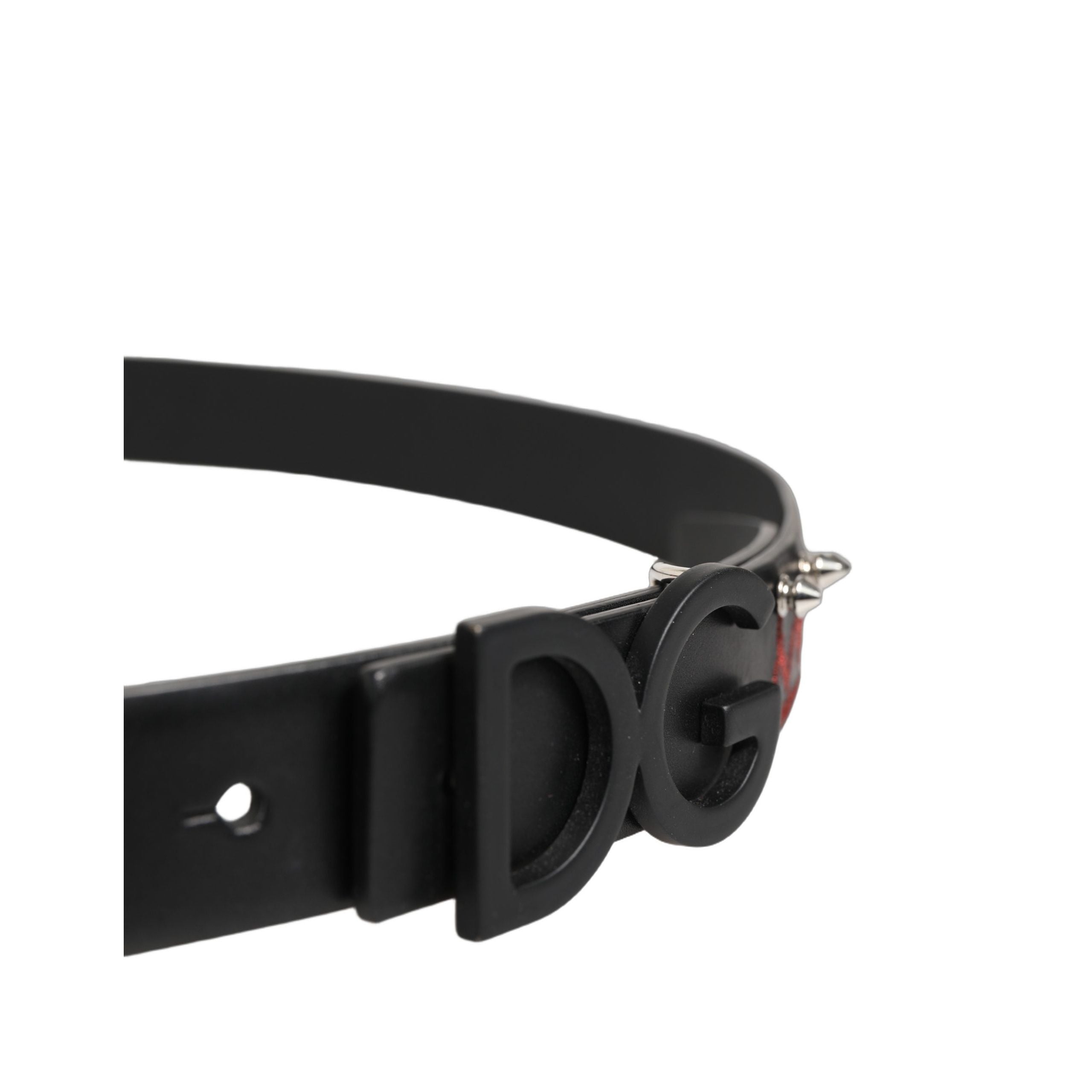 Dolce & Gabbana Black Leather Prince Crown Logo Buckle Belt