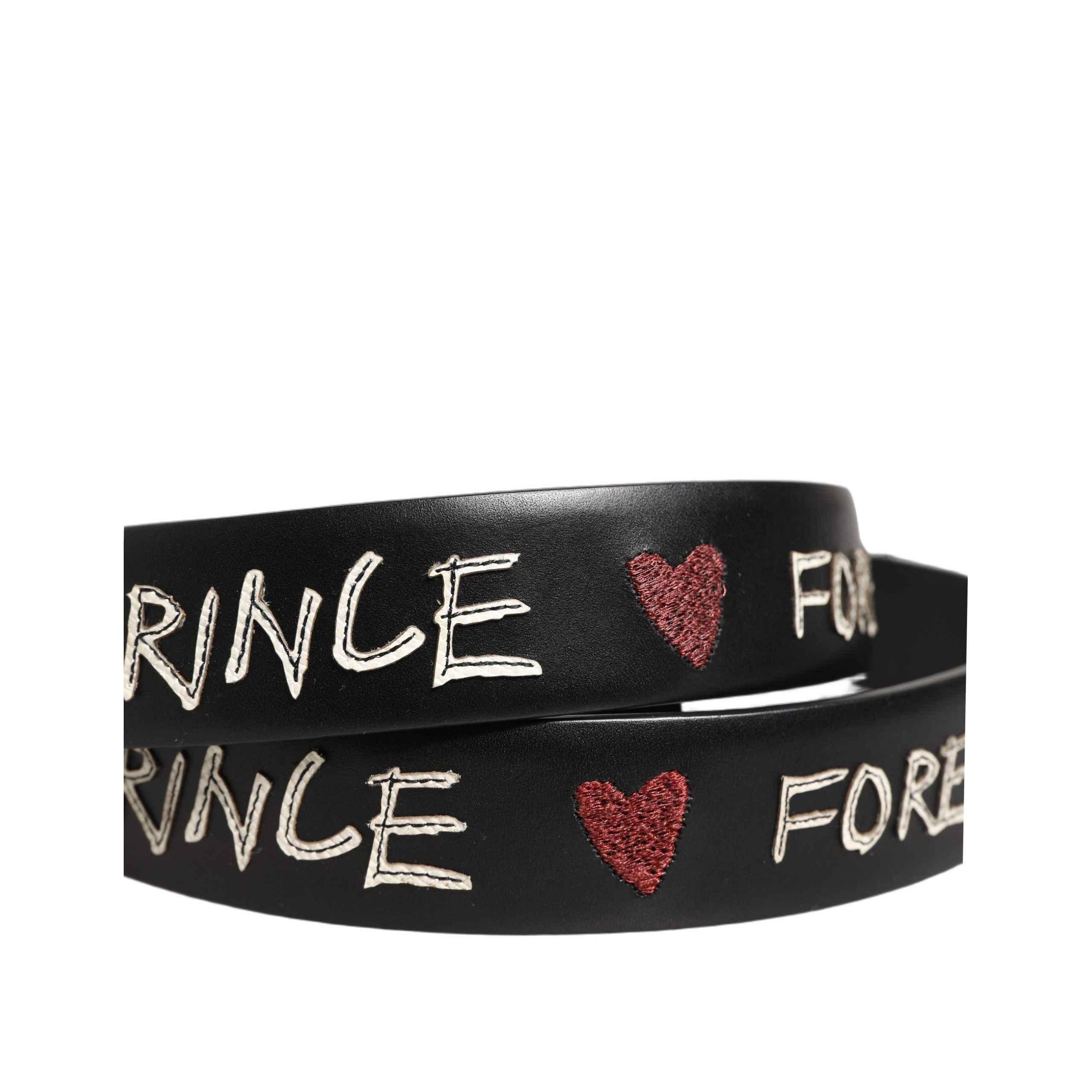 Dolce & Gabbana Black Leather Prince Crown Logo Buckle Belt