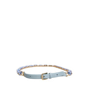 Dolce & Gabbana Blue Leather Crystal Chain Embellished Belt