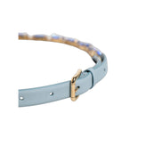 Dolce & Gabbana Blue Leather Crystal Chain Embellished Belt