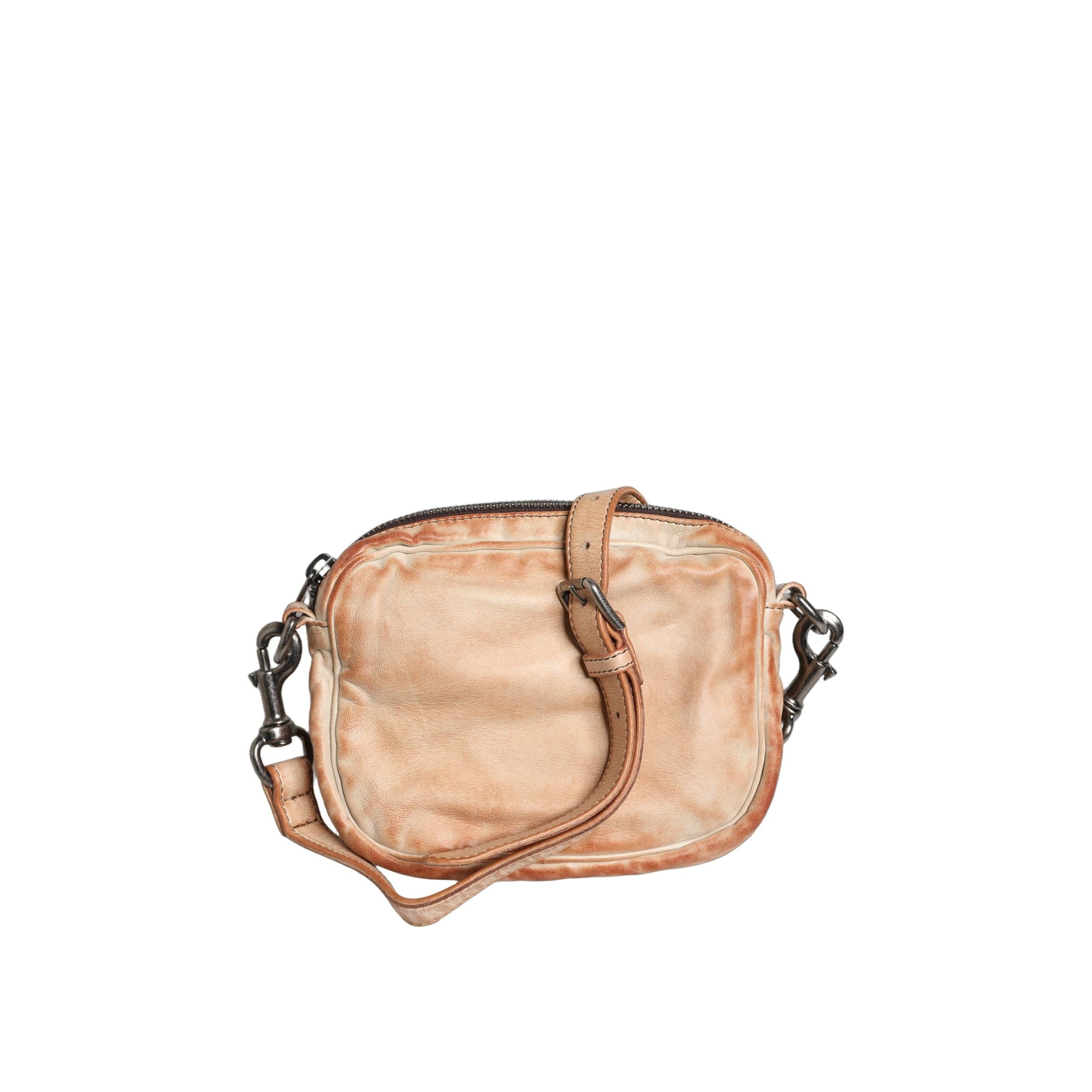 Dolce & Gabbana Beige Vintage Leather Logo Shoulder Bag