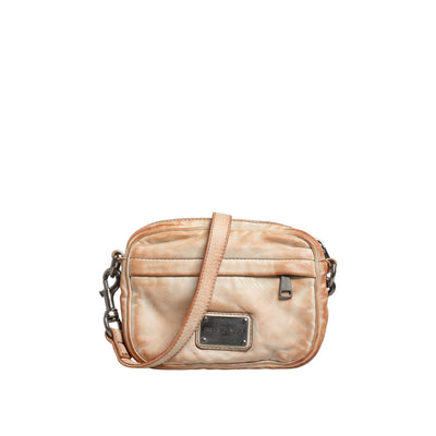 Dolce & Gabbana Beige Vintage Leather Logo Plaque Men's Shoulder Bag