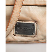 Dolce & Gabbana Beige Vintage Leather Logo Shoulder Bag