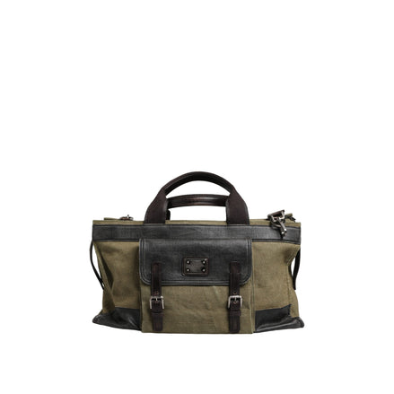 Dolce & Gabbana Military Green Two Tone Tote Duffel Shoulder Bag