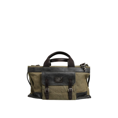 Dolce & Gabbana Military Green Two Tone Tote Duffel Shoulder Bag