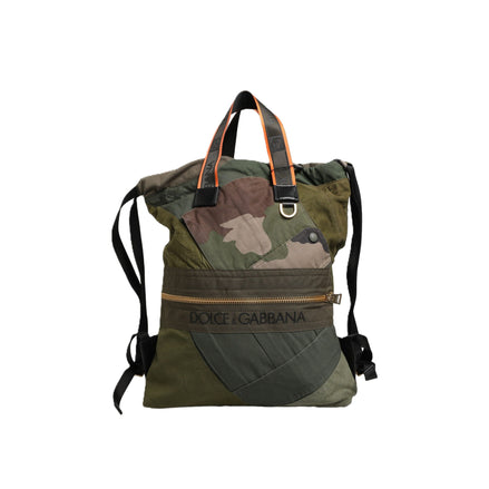 Dolce & Gabbana Military Green Patchwork Men's Backpack