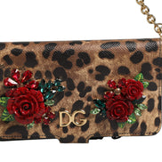 Dolce & Gabbana Flip Cover Brown Leopard Crystal iPhone X - XS Case
