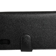 Dolce & Gabbana Black Calf Leather iPhone X-XS Flip Cover Case